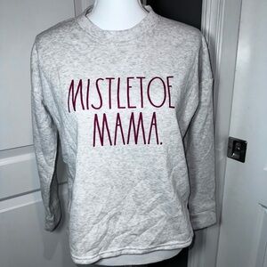 Rae Dunn Mistletoe Mama Gray Fleece Sweatshirt Super Soft Cozy